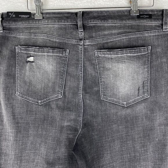 NWOT Liverpool Jeans Womens 16/33 Gray Abby High Rise Crop Skinny Button Fly - Picture 9 of 16